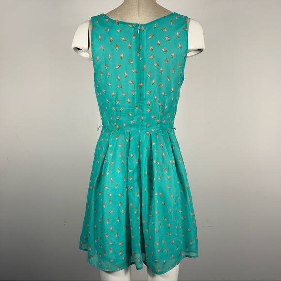 Moon Collection Teal Dress with Gold Patterns Size M - Picture 4 of 12